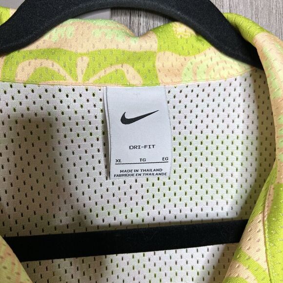 Nike Men Dri-Fit Shirt Spring Beach Short Sleeve Yellow Green Logo Size XL - Picture 5 of 8